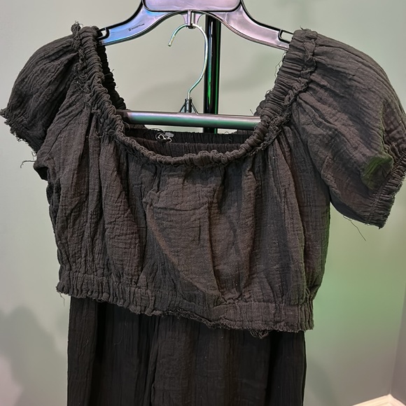 NWT Ruffle Black 2 Piece Cropped Top and Flowy Pants - Picture 7 of 9